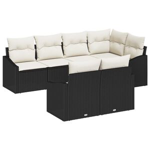 vidaXL Ensemble de canap&eacute; de jardin 7 pcs Noir et Blanc polyrotin