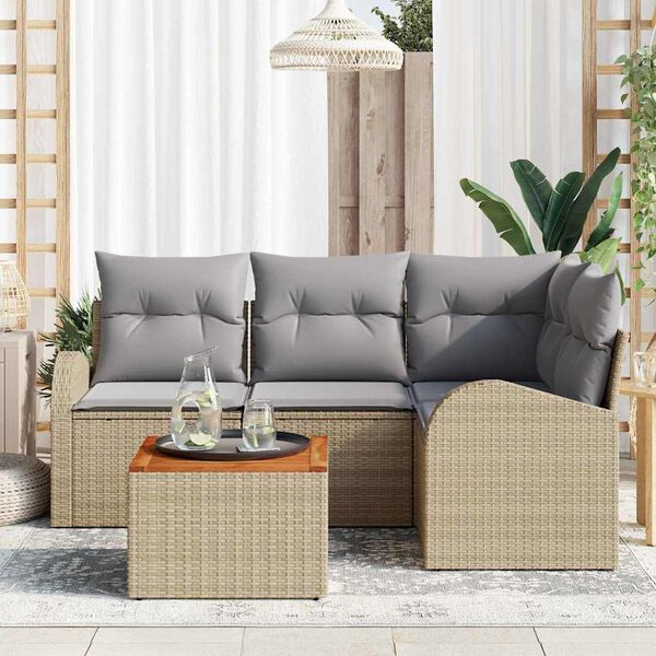 vidaXL Ensemble de canap&eacute; de jardin 5 pcs Beige et Gris clair