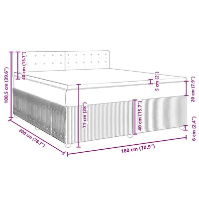 vidaXL Sommier à lattes de lit et matelas Gris clair 180x200cm Velours