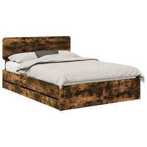 vidaXL Cadre de lit Ch&ecirc;ne Fum&eacute; 160 x 200 cm Bois d&rsquo;ing&eacute;nierie