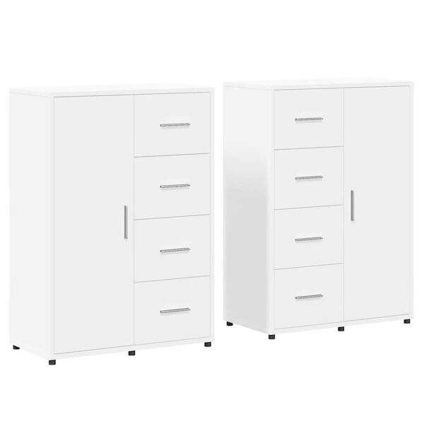 vidaXL Buffets 2 pcs blanc 60x31x84 cm bois d'ing&eacute;nierie
