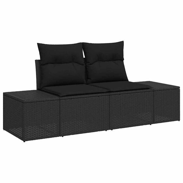 vidaXL Ensemble de canapé de jardin avec coussin 7 pcs Noir polyrotin