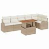 vidaXL Ensemble de canap&eacute; de jardin 7 pc Beige Poly rotin
