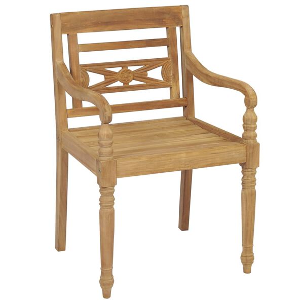 vidaXL Chaises Batavia lot de 2 et coussins cr&egrave;me Bois de teck massif