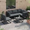 vidaXL Ensemble de canap&eacute; de jardin avec coussin 5 pcs Noir Aluminium
