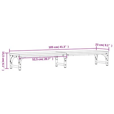 vidaXL Support de moniteur sonoma gris 105x23x15,5cm bois d'ingénierie
