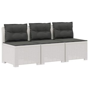 vidaXL Canap&eacute; de jardin 3 places avec coussins look rattan PP Blanc