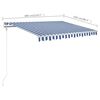 vidaXL Auvent manuel r&eacute;tractable avec poteaux 3x2,5 m Bleu et blanc