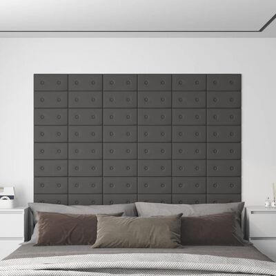 vidaXL Panneaux muraux 12 pcs Gris 30x15 cm Similicuir 0,54 m²