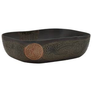 vidaXL Vasque &agrave; poser noir rectangulaire 48x37,5x13,5 cm c&eacute;ramique