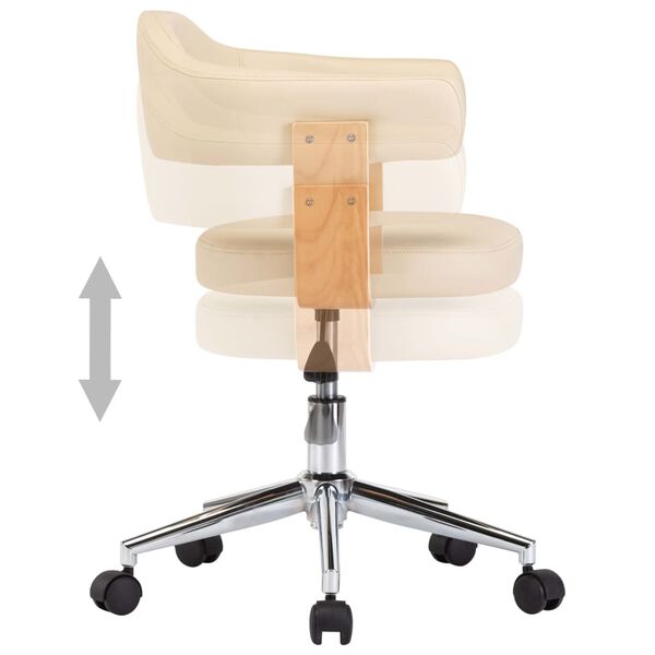 vidaXL Chaise pivotante &agrave; manger Cr&egrave;me Bois courb&eacute; et Similicuir
