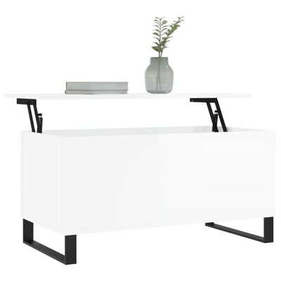 vidaXL Table basse Blanc brillant 90x44,5x45 cm Bois d'ingénierie