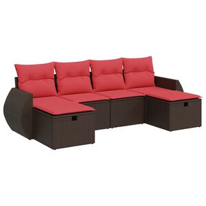 vidaXL Salon de jardin avec coussins 6 pcs marron r&eacute;sine tress&eacute;e