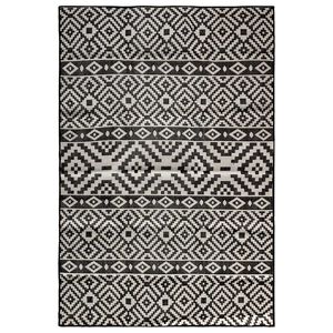 vidaXL Tapis &agrave; tissage plat d'ext&eacute;rieur 140x200 cm Rayures noires