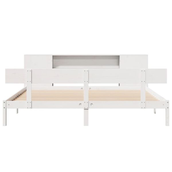 vidaXL Lit biblioth&egrave;que sans matelas blanc 200x200 cm bois pin massif