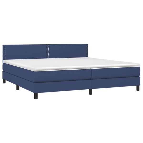 vidaXL Sommier &agrave; lattes de lit avec matelas Bleu 200x200 cm Tissu