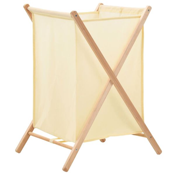 vidaXL Panier &agrave; linge Bois de c&egrave;dre et textile Beige 42 x 41 x 64 cm