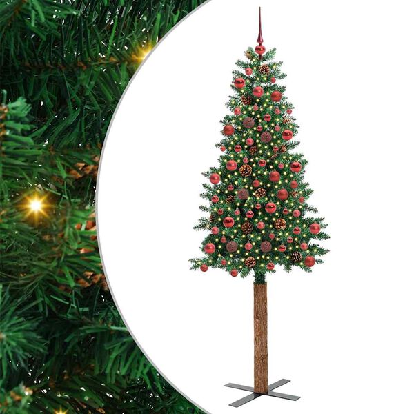 vidaXL Sapin de No&euml;l mince Vert 180 cm PVC et bois de pin massif