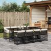 vidaXL Ensemble &agrave; manger de jardin 9pcs coussins noir r&eacute;sine tress&eacute;e