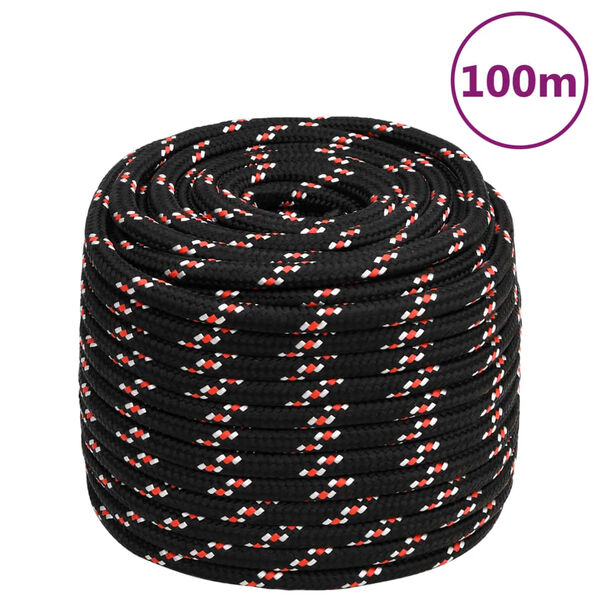 vidaXL Corde de bateau Noir 16 mm 100 m Polypropyl&egrave;ne