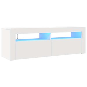 vidaXL Meuble TV avec lumi&egrave;res LED blanc 120x35x40 cm
