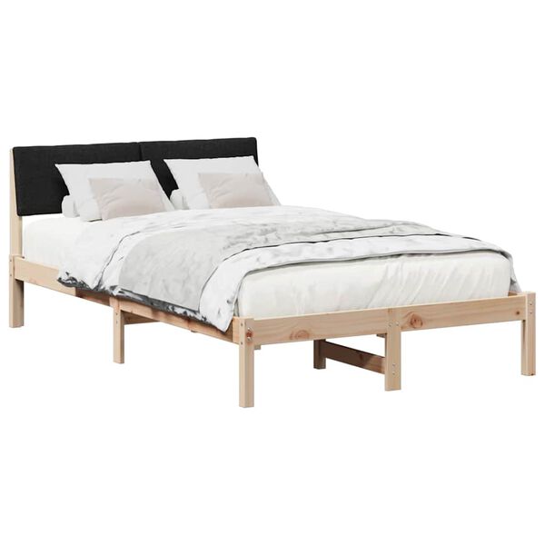 vidaXL Cadre de lit Marron et noir 120 x 190 cm Bois massif en pin