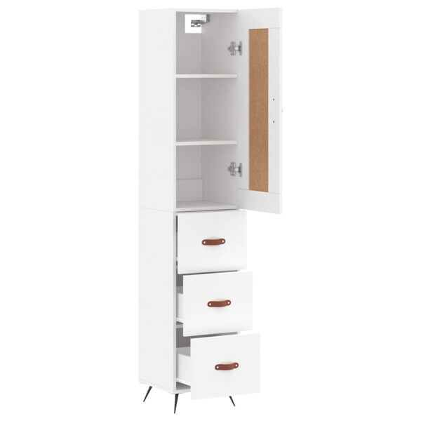 vidaXL Buffet haut Blanc 34,5x34x180 cm Bois d'ing&eacute;nierie