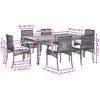 vidaXL Ensemble &agrave; manger de jardin et coussins 7 pcs gris rotin