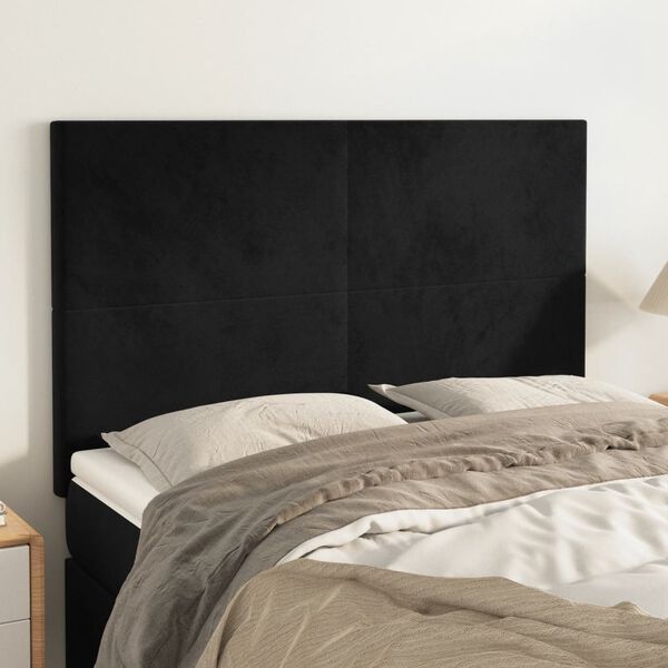 vidaXL T&ecirc;te de lit Noir 144x5x118/128 cm Velours