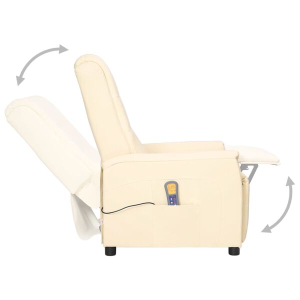 vidaXL Fauteuil de massage Cr&egrave;me Similicuir