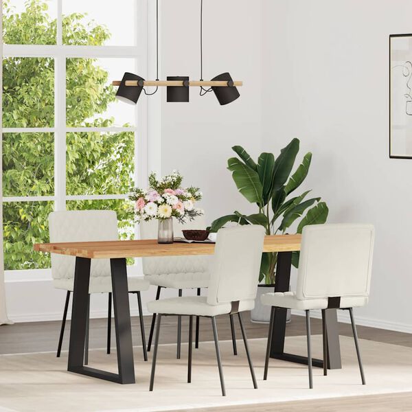 vidaXL Chaises &agrave; manger lot de 4 Cr&egrave;me Velours