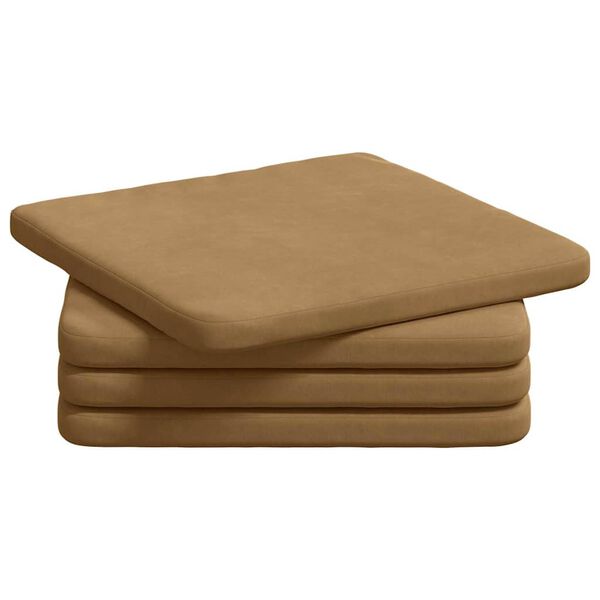 vidaXL Coussins de si&egrave;ge 4 pcs Marron 40 x 40 x 3 cm Velours