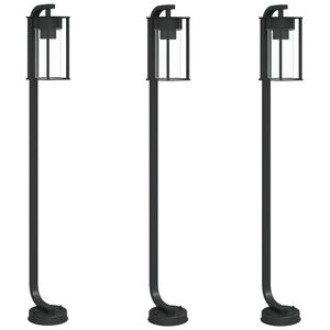 vidaXL Lampadaires d'ext&eacute;rieur 3 pcs noir 100 cm acier inoxydable
