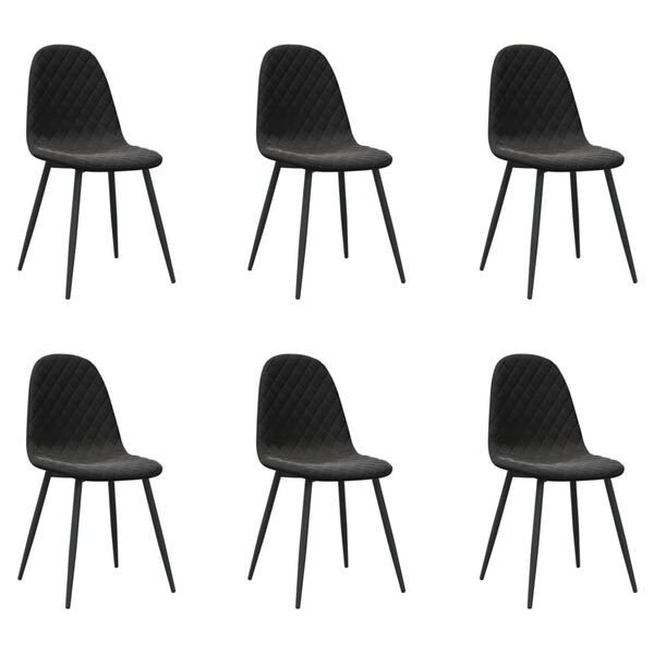 vidaXL Chaises &agrave; manger lot de 6 noir velours
