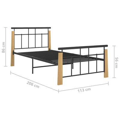 vidaXL Cadre de lit sans matelas métal bois de chêne massif 100x200 cm