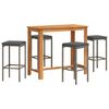 vidaXL Ensemble de bar de jardin 5 pcs gris bois massif acacia rotin