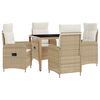 vidaXL Ensemble de repas ext&eacute;rieur 5 pc Beige et blanc cr&egrave;me polyrotin