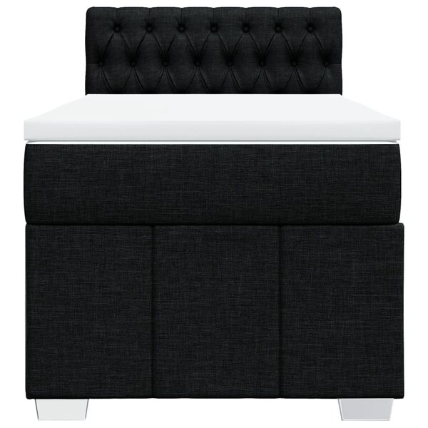vidaXL Sommier &agrave; lattes de lit avec matelas Noir 100x200 cm Tissu