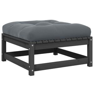 vidaXL Repose-pied de jardin avec coussin Gris Bois de pin massif