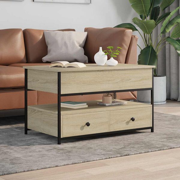 vidaXL Table basse chêne sonoma 85x50x50 cm bois d'ingénierie et métal