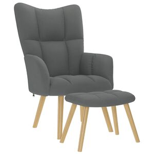 vidaXL Chaise de relaxation avec repose-pied Gris fonc&eacute; Tissu