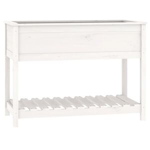 vidaXL Jardini&egrave;re avec &eacute;tag&egrave;re Blanc 111,5x54x81 cm Bois massif de pin