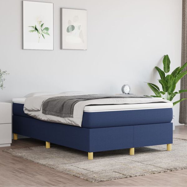 vidaXL Sommier &agrave; lattes de lit avec matelas Bleu 120x200 cm Tissu