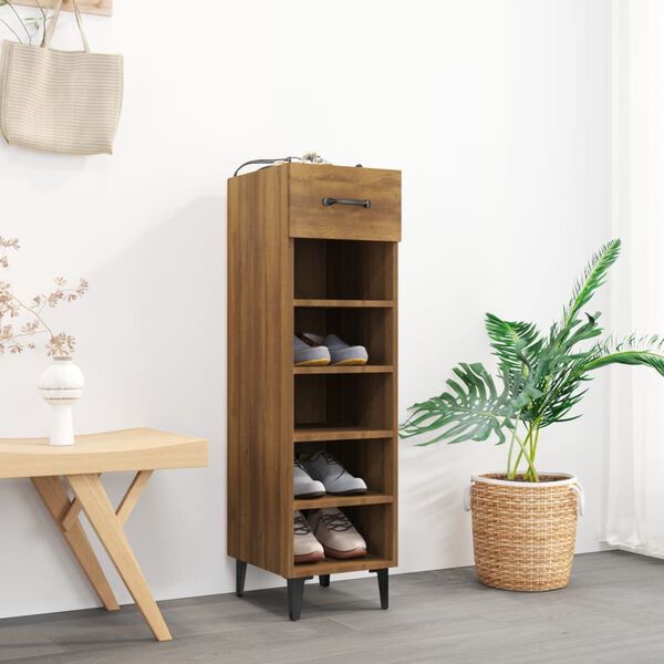 vidaXL Meuble &agrave; chaussures Ch&ecirc;ne marron 30x35x105 cm Bois d'ing&eacute;nierie