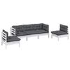 vidaXL Salon de jardin 5 pcs avec coussins bois de pin massif