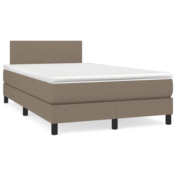 vidaXL Sommier à lattes de lit avec matelas taupe 120x190 cm tissu