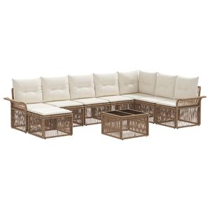 vidaXL Ensemble de canap&eacute; de jardin 9 pcs Beige polyrotin