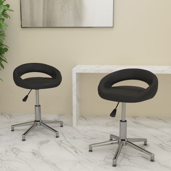 vidaXL Chaises pivotantes &agrave; manger lot de 2 noir similicuir