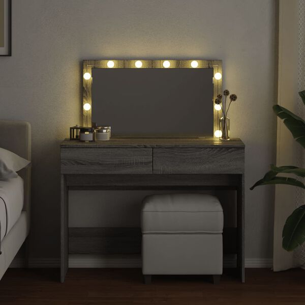 vidaXL Coiffeuse avec LED sonoma gris 100x40x120 cm