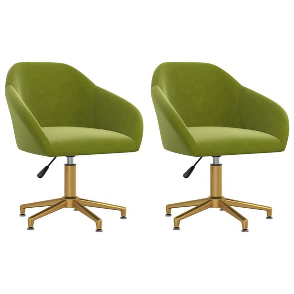 vidaXL Chaises pivotantes &agrave; manger lot de 2 vert clair velours